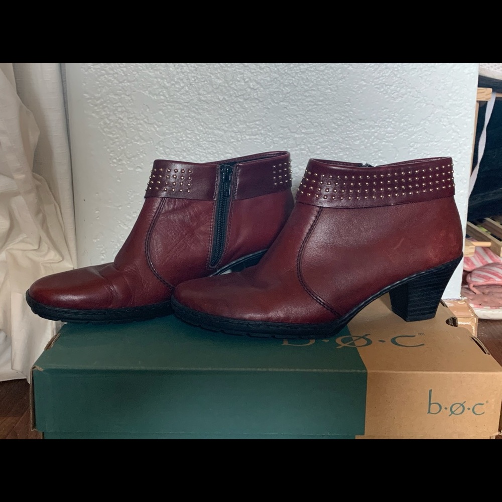 Dark Red Ankle Booties